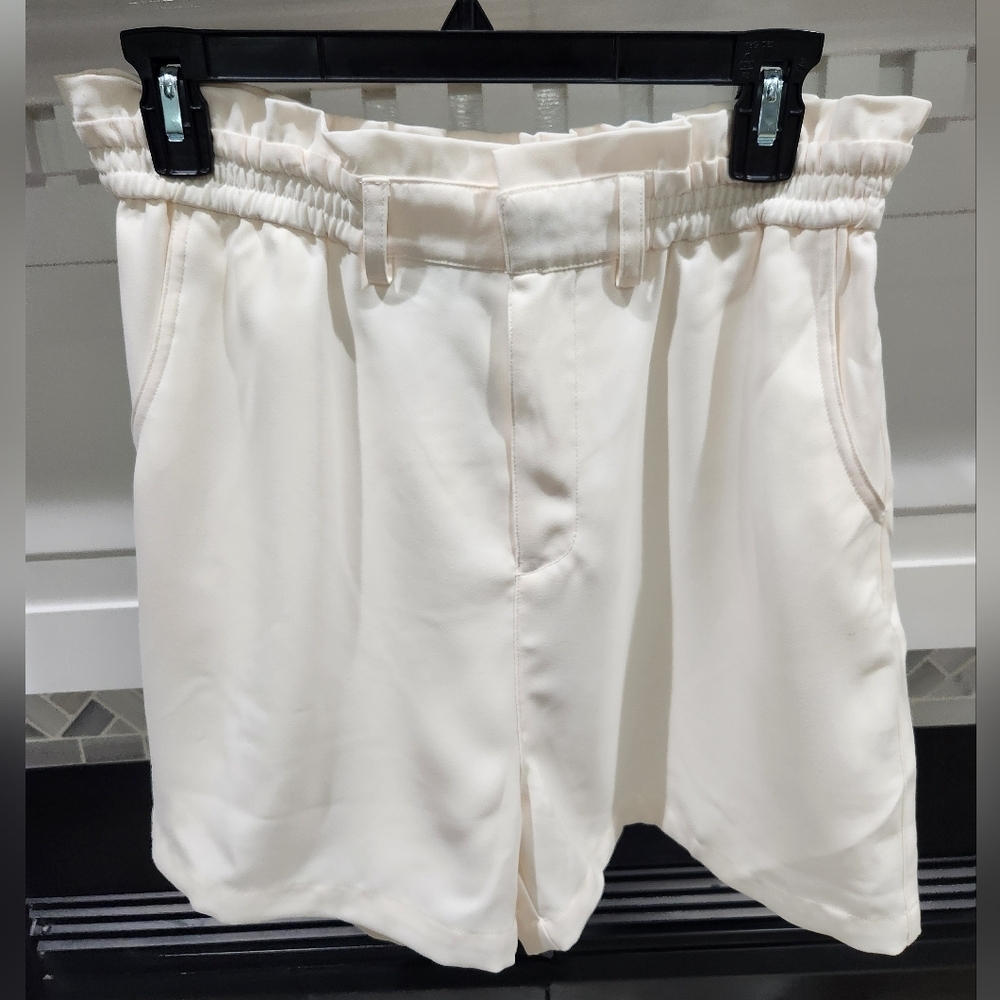 Amanda Uprichard Cream High Waist Shorts